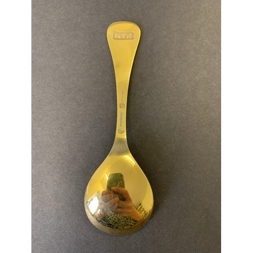 152 - Georg Jensen sterling silver and gilded spoon of the year, marked 1974 to back, 5 3/4