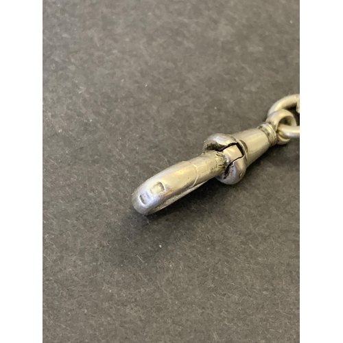 156 - A vintage hallmarked silver pocket watch chain with tassel end, marks on each link, approx. 17 1/2