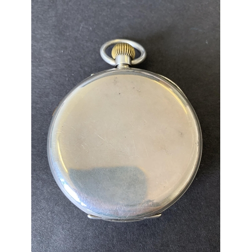 176 - An antique silver large pin set pocket watch, 55mm dia (running at the time of lotting)