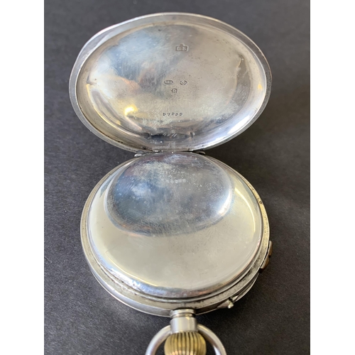 176 - An antique silver large pin set pocket watch, 55mm dia (running at the time of lotting)