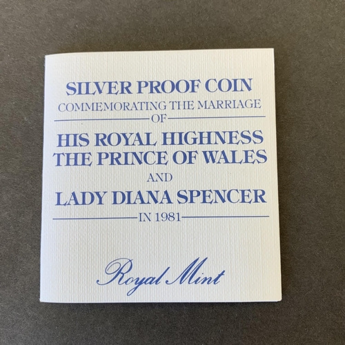 198 - A cased 1981 silver proof Charles and Diana crown, weight approx. 28g