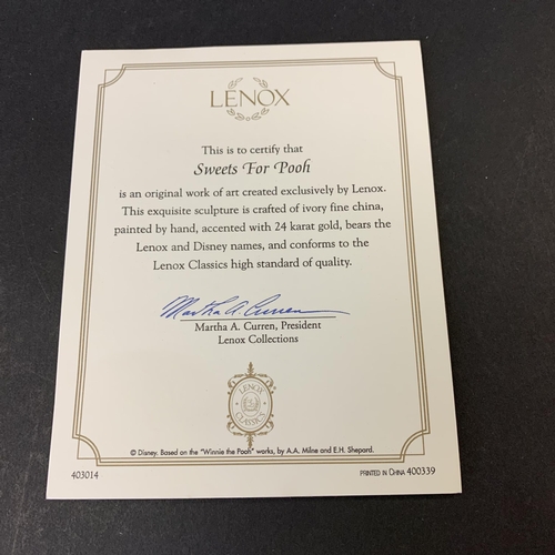 207 - A boxed Lenox Disney figurine 'Sweets for Pooh', with certificate, 3 1/2