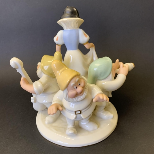 208 - A Lenox Disney fine ivory china 'Snow White and the Seven Dwarfs' candlestick 2002, 6 3/4