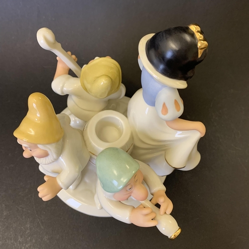 208 - A Lenox Disney fine ivory china 'Snow White and the Seven Dwarfs' candlestick 2002, 6 3/4