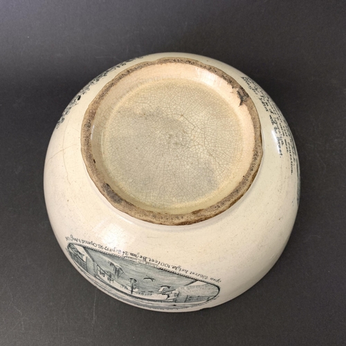 289 - An early to mid 19th Century Sunderland former lustre bowl, transfers include the sailors farewell, ... 