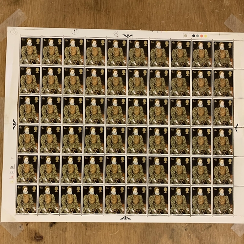 293 - A board of vintage FDCS's envelopes plus a board of 4D Elizabeth 1st sheet stamps, 60 total and two ... 