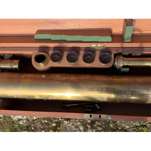 319 - A 19th Century Ross of London brass astronomical telescope in original box with accessories, also co... 