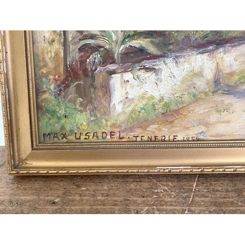 343 - Max Usadel (b.1880), framed oil on board entitled 'Tenerife' and appears to be dated 1954, 16 3/4