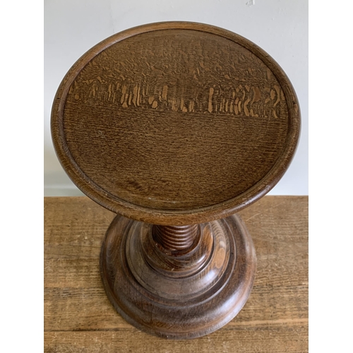 386 - A vintage turned oak barley twist plant pot stand, approx. 17 1/2