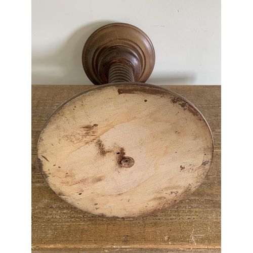 386 - A vintage turned oak barley twist plant pot stand, approx. 17 1/2