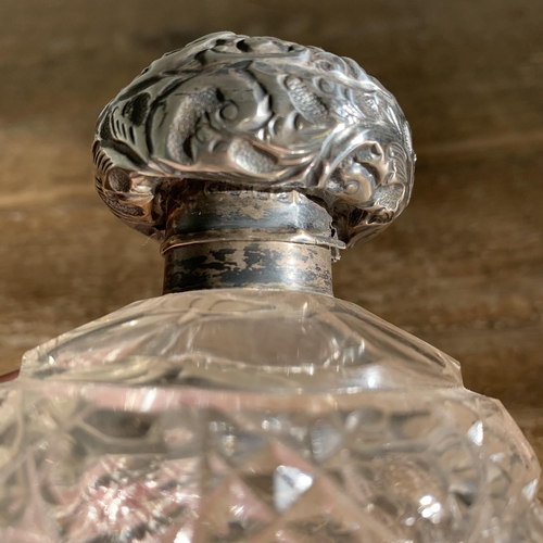 402 - A pair of hallmarked silver top cut glass perfume bottles (top as found) plus odd ceramics