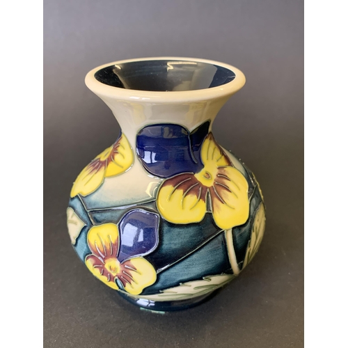 80 - Moorcroft 'Pansy Parade' pattern vase by Kerry Goodwin, dated 2006 to base, approx. 3 3/4