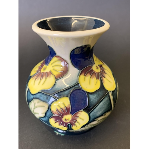 80 - Moorcroft 'Pansy Parade' pattern vase by Kerry Goodwin, dated 2006 to base, approx. 3 3/4