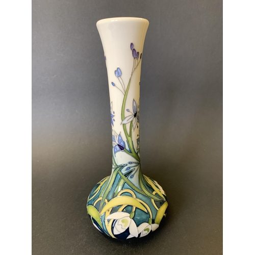 86 - Moorcroft 'Snowdrop Mrs Macnamara' pattern vase by Nicola Slaney, limited run of 99, this numbered 4... 