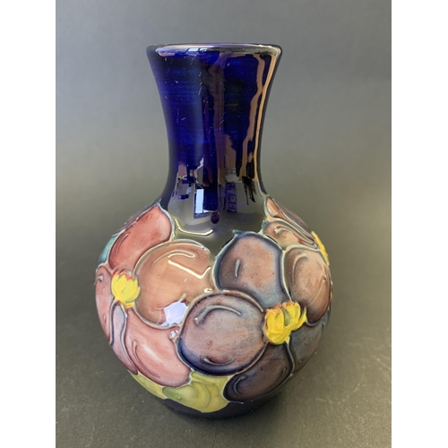 90 - Moorcroft vintage blue signature 'Clematis' pattern vase, approx. 5