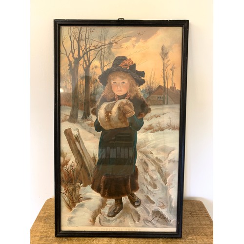 429 - An antique framed and glazed print entitled 'A Christmas Errand' by A. Havers, dated 1882, total siz... 