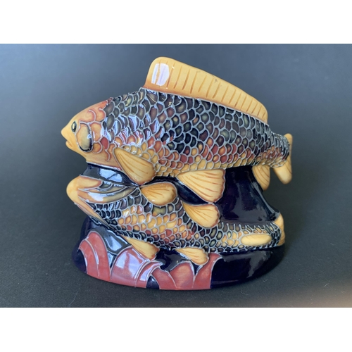 10 - A scarce Moorcroft double carp figurine, dated 2013, approx. 4