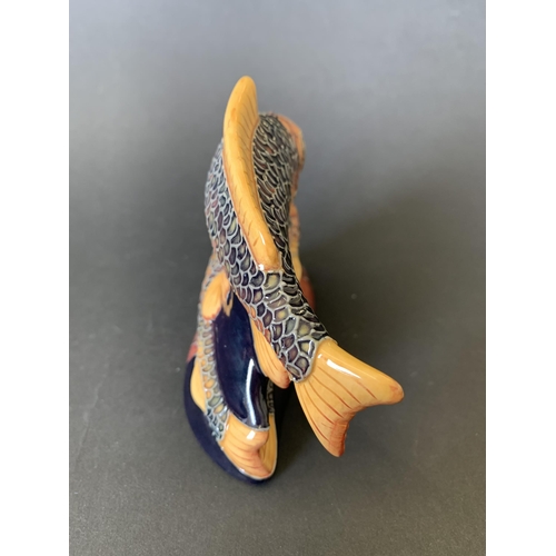 10 - A scarce Moorcroft double carp figurine, dated 2013, approx. 4