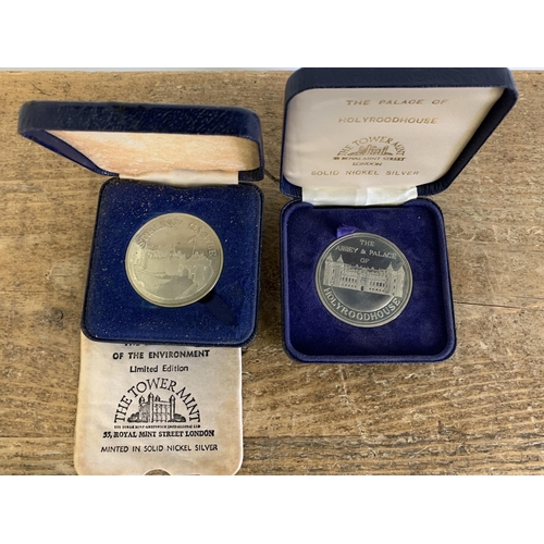 100 - A cased Royal Mint nickel silver 'Stirling Castle' medallion plus an 'Osborne House' and 'Holyrood H... 