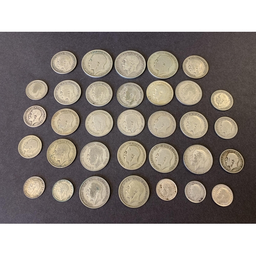 107 - A small collection of George V silver coins, weight approx. 158g (all with wear)