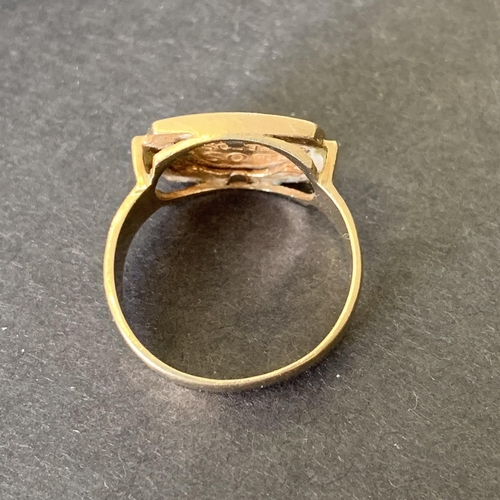 139 - A 9ct gold ring set with a Mexican gold two Peso coin, approx. size Q, weight approx. 6.5g