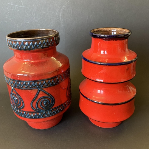 15 - A West German red finish pottery vase, approx. 8