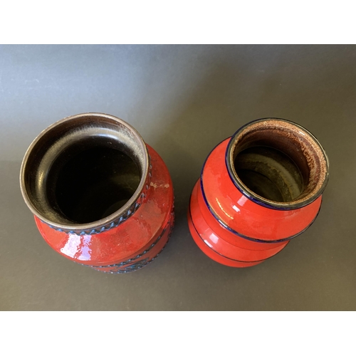 15 - A West German red finish pottery vase, approx. 8