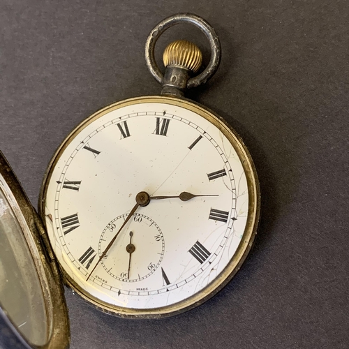 155 - A 925 silver pocket watch, 50m dia, ticks and runs (wear with age, dial with crazing, crystal dull w... 