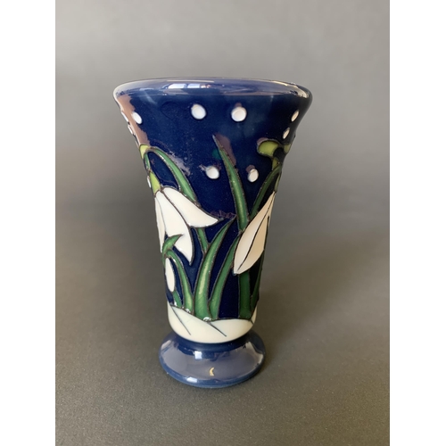 2 - A Moorcroft vase in the 'Winter Wonderland Snowdrops' pattern by Nicola Slaney, 3 1/4