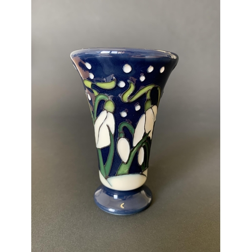 2 - A Moorcroft vase in the 'Winter Wonderland Snowdrops' pattern by Nicola Slaney, 3 1/4