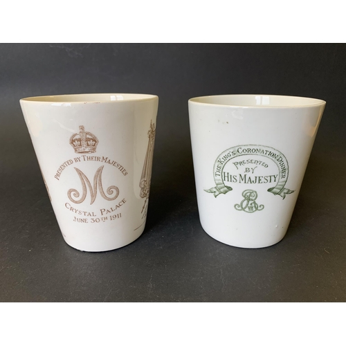 245 - A Royal Doulton 1902 Coronation beaker, on the back it states 'The Kings Coronation Dinner Presented... 