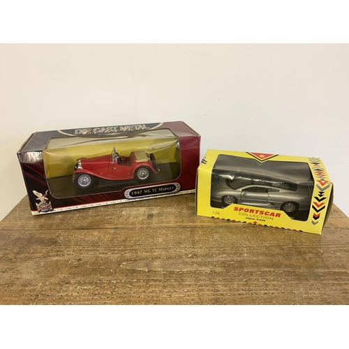 275 - A boxed 'Yat Ming' Deluxe Edition MG TC Midget 1:18 scale plus a Shell Sportscar Collection Jaguar X... 