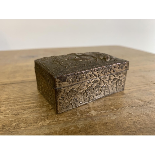 279 - An ornate metal covered box with 'Krakow' on top, 9 3/4