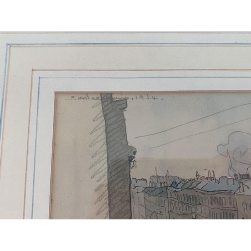 305 - Frederick William Baldwin (1899-1984), a framed and glazed watercolour of a street scene, signed F W... 