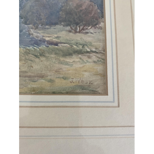 313 - Joseph Walter West (1860-1933), a framed and glazed watercolour 'Early Morning Woods End Bramerton N... 