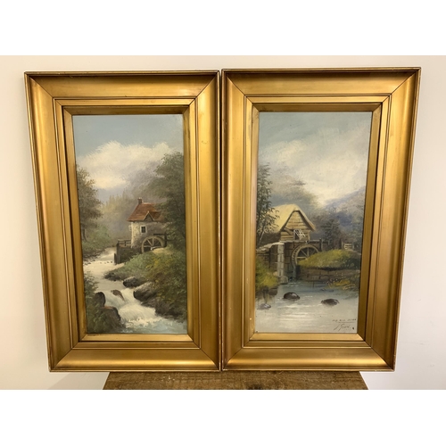 332 - J Goard, a pair of framed unglazed oils on card, one entitled 'Old Mill Devon', signed and dated 190... 