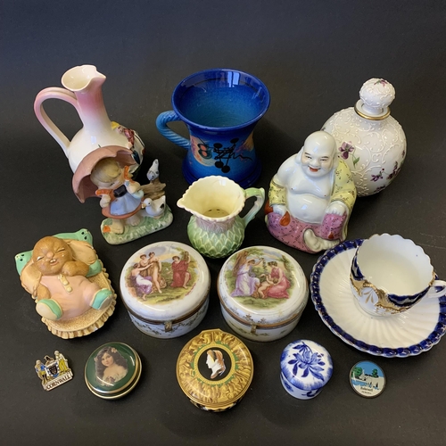 339 - A collection of mixed ceramic items including Limoges perfume bottle, patch pots etc