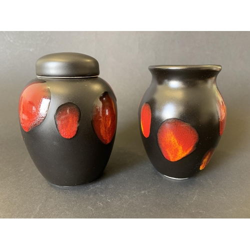 395 - Two vintage small Poole pieces, a vase and a ginger jar in the Galaxy pattern with 'living glaze'