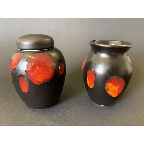 395 - Two vintage small Poole pieces, a vase and a ginger jar in the Galaxy pattern with 'living glaze'