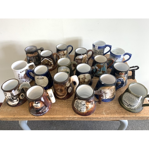 401 - Eighteen Great Yarmouth pottery mugs including Capt Manby, Wimpey Marine and Kessingland Methodist, ... 