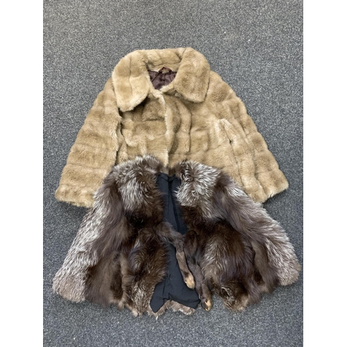 403 - A vintage faux fur jacket and a vintage fur stole/cape