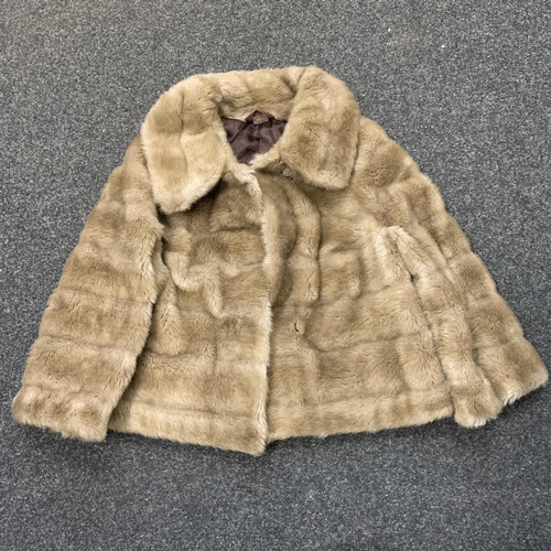 403 - A vintage faux fur jacket and a vintage fur stole/cape