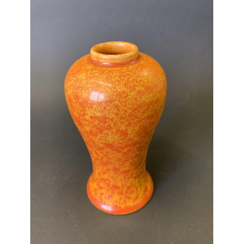 74 - An antique Pilkingtons Lancastrian small vase with mottled orange body, Shape No. 2448, approx. 5