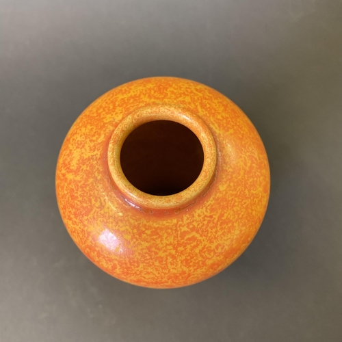 74 - An antique Pilkingtons Lancastrian small vase with mottled orange body, Shape No. 2448, approx. 5