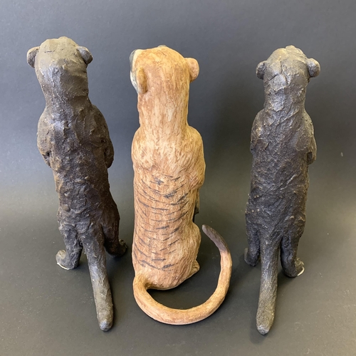 81 - A pair of Suzie Marsh bronze finish meerkat figurines, approx. 11