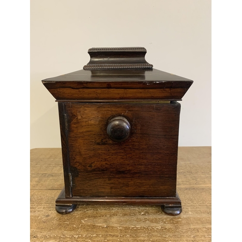 89 - An antique inlaid wooden jewellery casket, stands 12