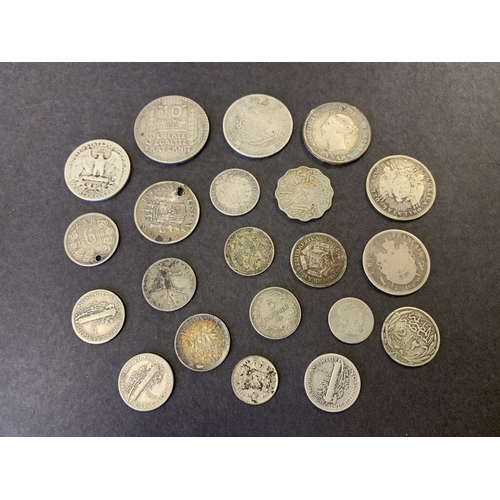 158 - A selection of mixed world coinage with silver content, weight approx. 76g