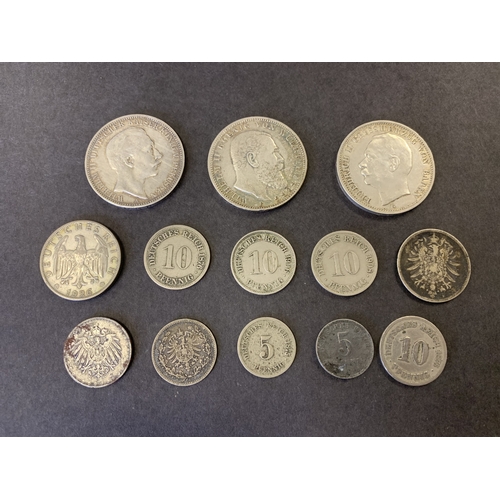 159 - Various vintage German silver coins, from 1880's to 1920's, weight approx. 93g