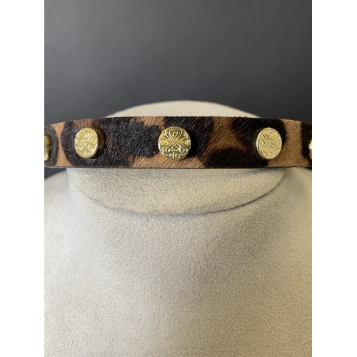 173 - Possibly Tory Burch choker with leopard print hair