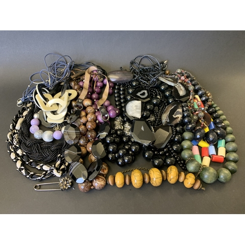 176 - Mixed chunky necklaces including polished stone examples